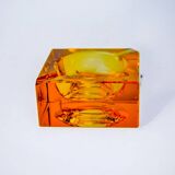 Cendrier glaçon orange par antonio imperatore, verre de murano, italie, 1970