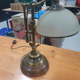 Wood and bronze desk lamp