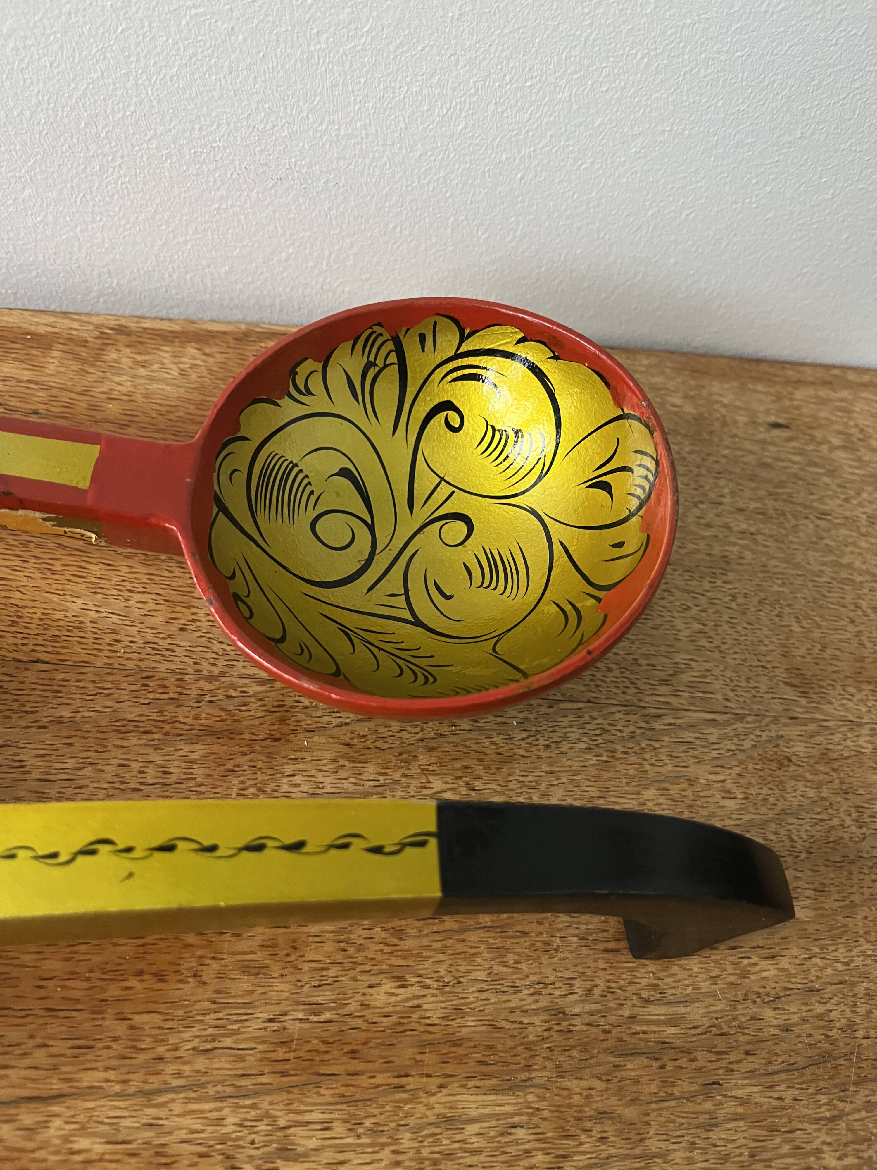 Pair of XL wooden spoons from the Soviet era.