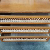 Commode vintage rotin pieds compas