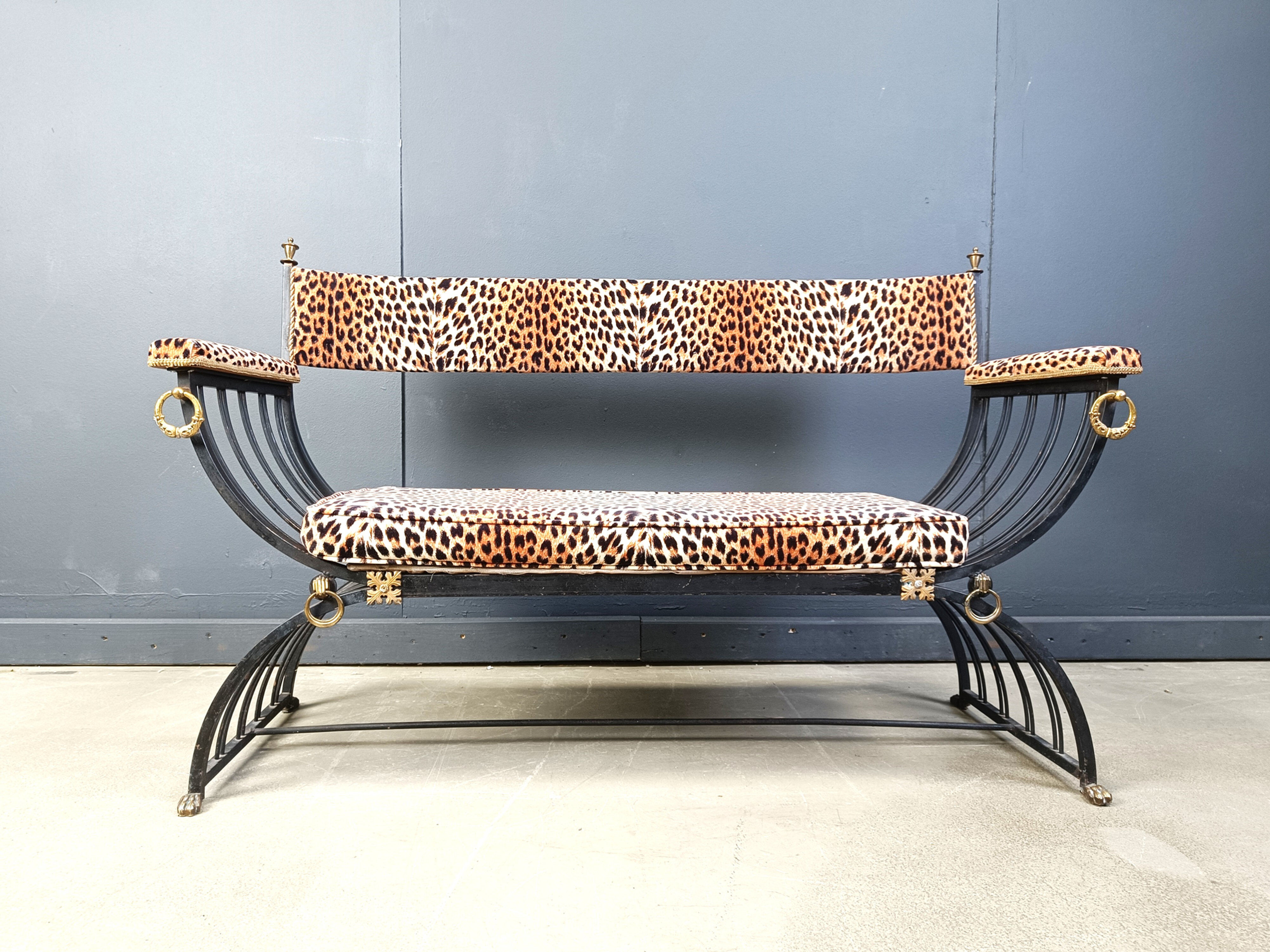 Banc curule de style Maison Jansen, années 1960