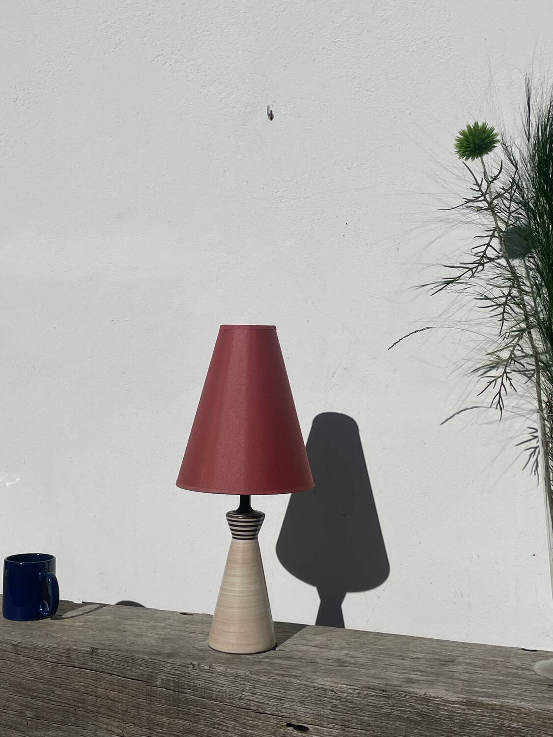 Cone-shaped ceramic lamp signed Le Dauphin