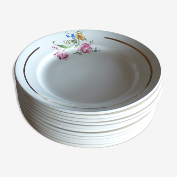 Set of 11 half-porcelain plates Badonviller France 1923