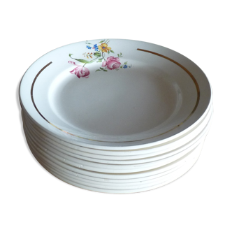 Ensemble de 11 assiettes demi-porcelaine Badonviller France 1923