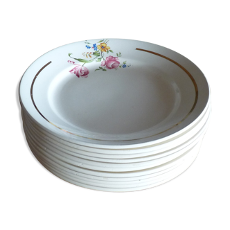 Set of 11 half-porcelain plates Badonviller France 1923
