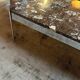 Table basse années 70 en marbre Breccia et Chrome