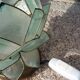 Pair of designer table lamps in turquoise blue green capiz mother-of-pearl from the 70s