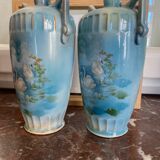Pair of art nouveau vases with lake decor