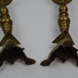 Pair of candle holders candle holder in Bronze XIXth in the taste of the seventeenth