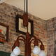 Danish pendant light Domus with counterweight in teak from the 1960s.