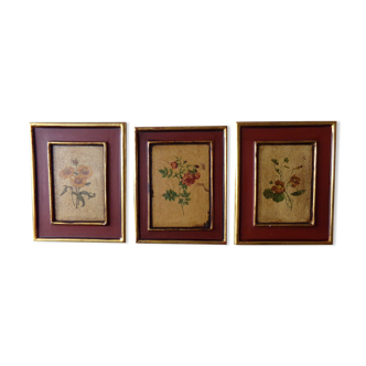 3 paintings with floral motifs
