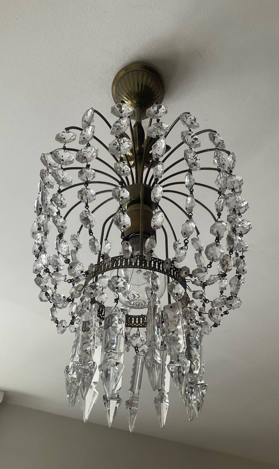 Petit lustre vintage à pampilles de cristal