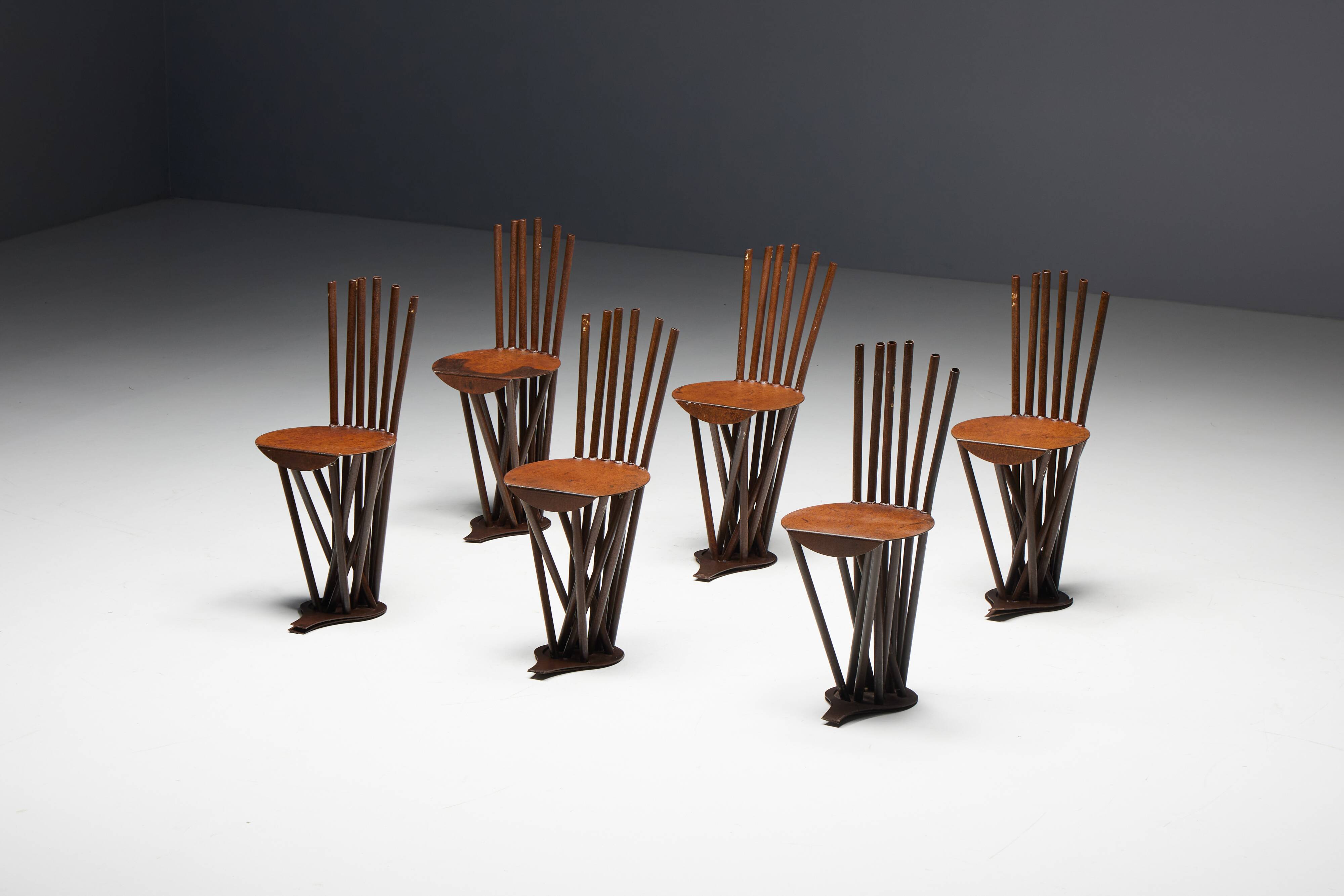 Industrial Wabi Sabi Primitive Chairs, France, 1950s