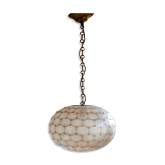 Suspension in pearls of mother-of-pearl of Capiz and brass