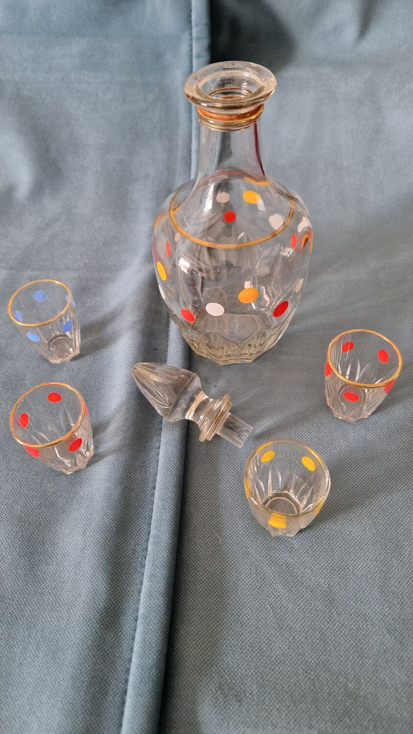 Vintage polka dot liqueur service