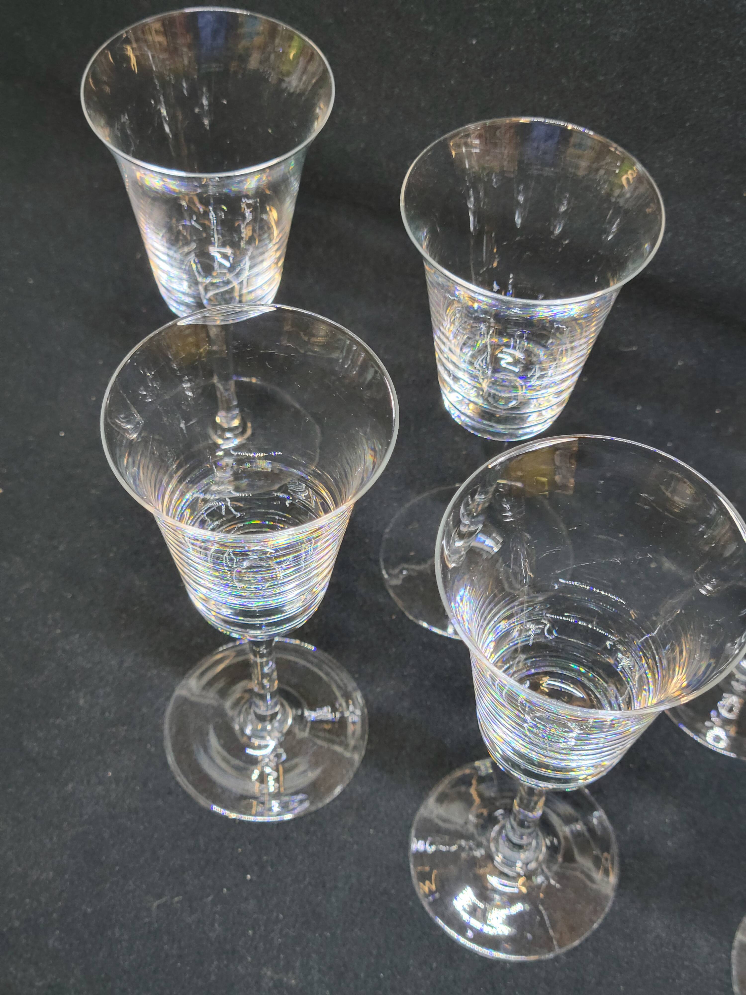 8 Fine Crystal Stemmed Glasses for Port or Liqueur - Baccarat? / Saint Louis