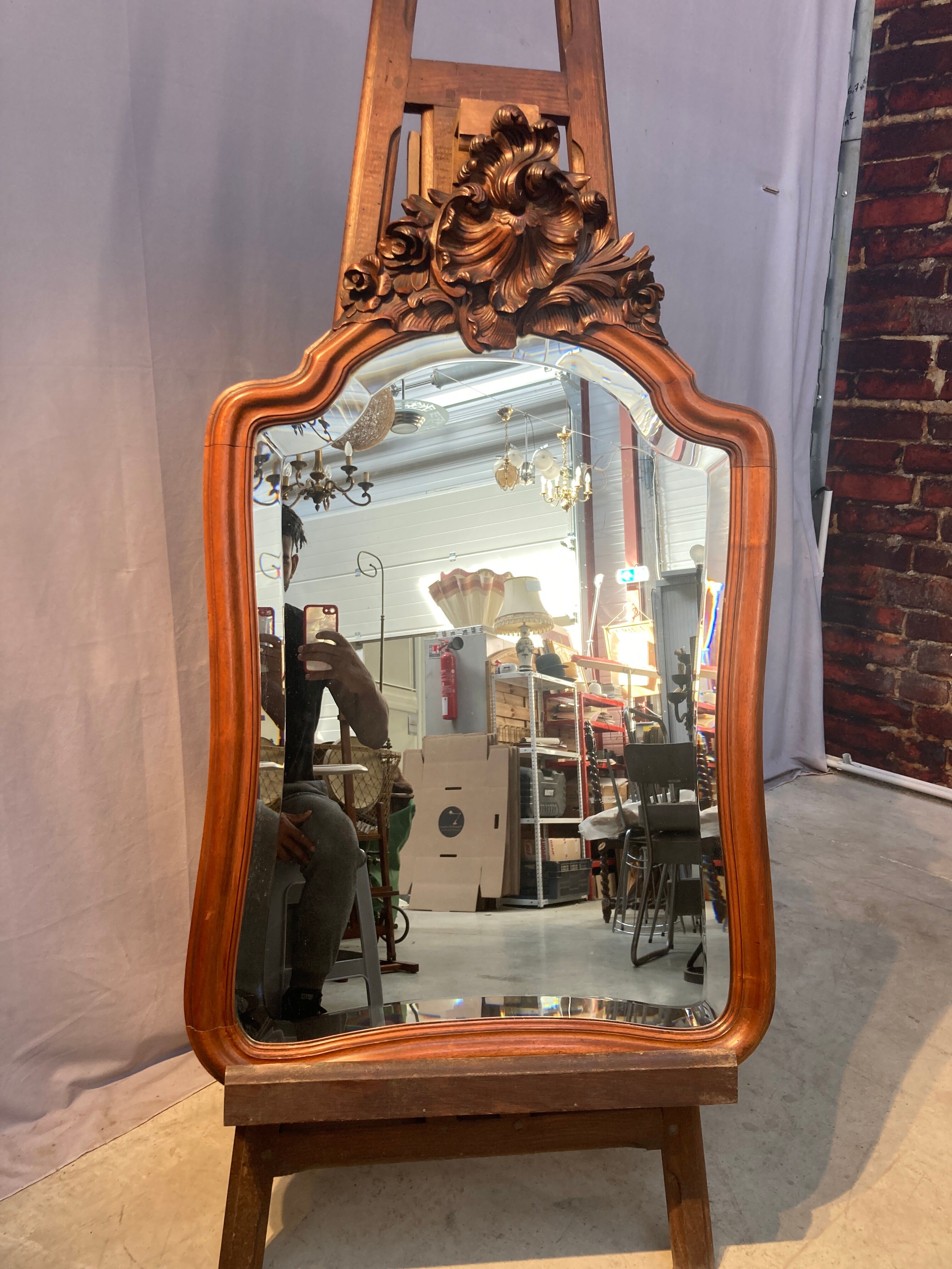 Carved wooden mirror 100x62cm