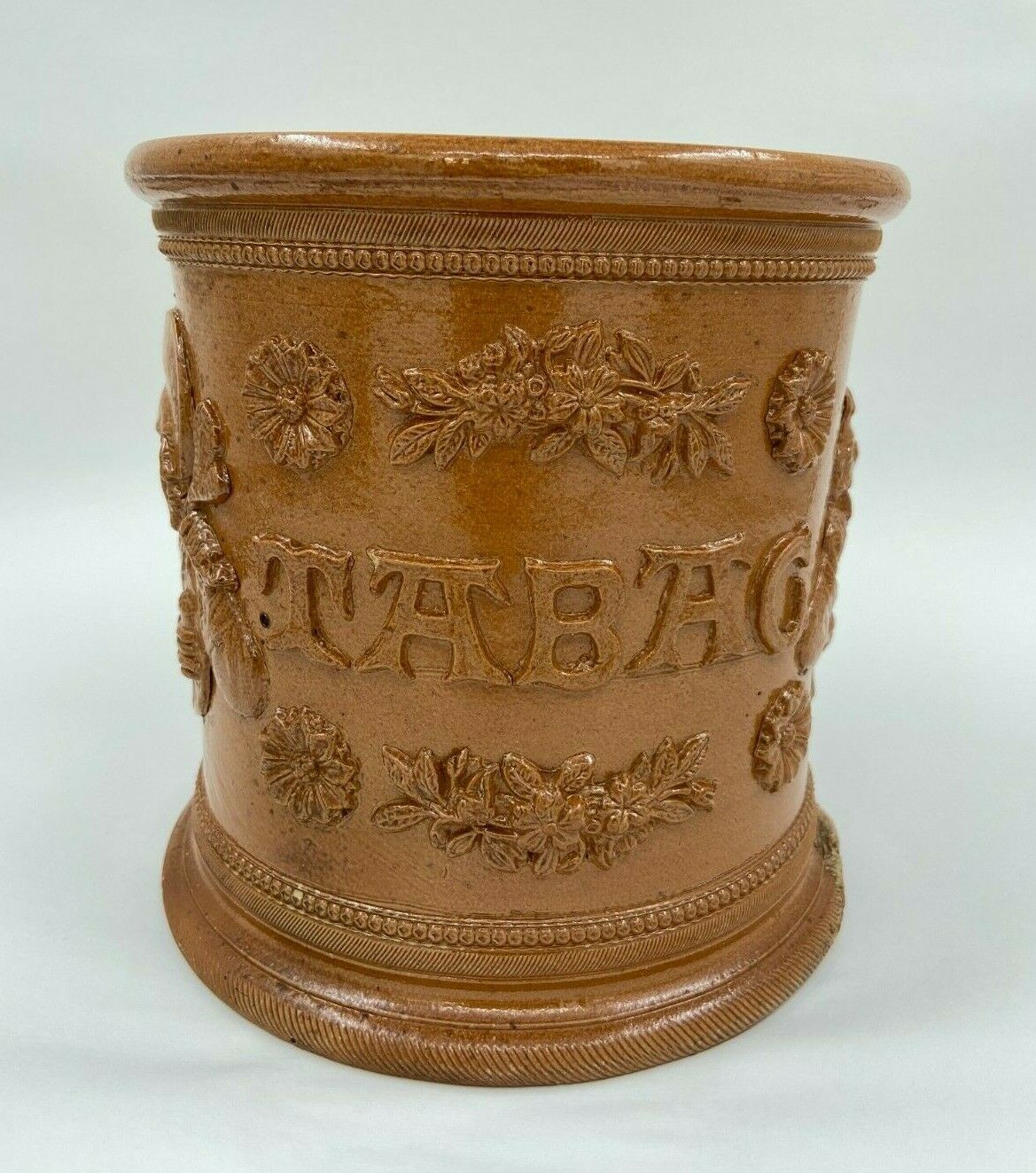 Terracotta tabac pot vernissee XlXeme gb 2 grès de beauvaisis