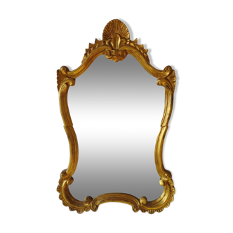 Baroque gold mirror with shell decor 70x46