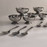 Set of 6 vintage stainless steel ice cream cups