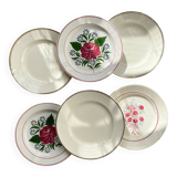 6 Mismatched Vintage Plates with Floral Pattern