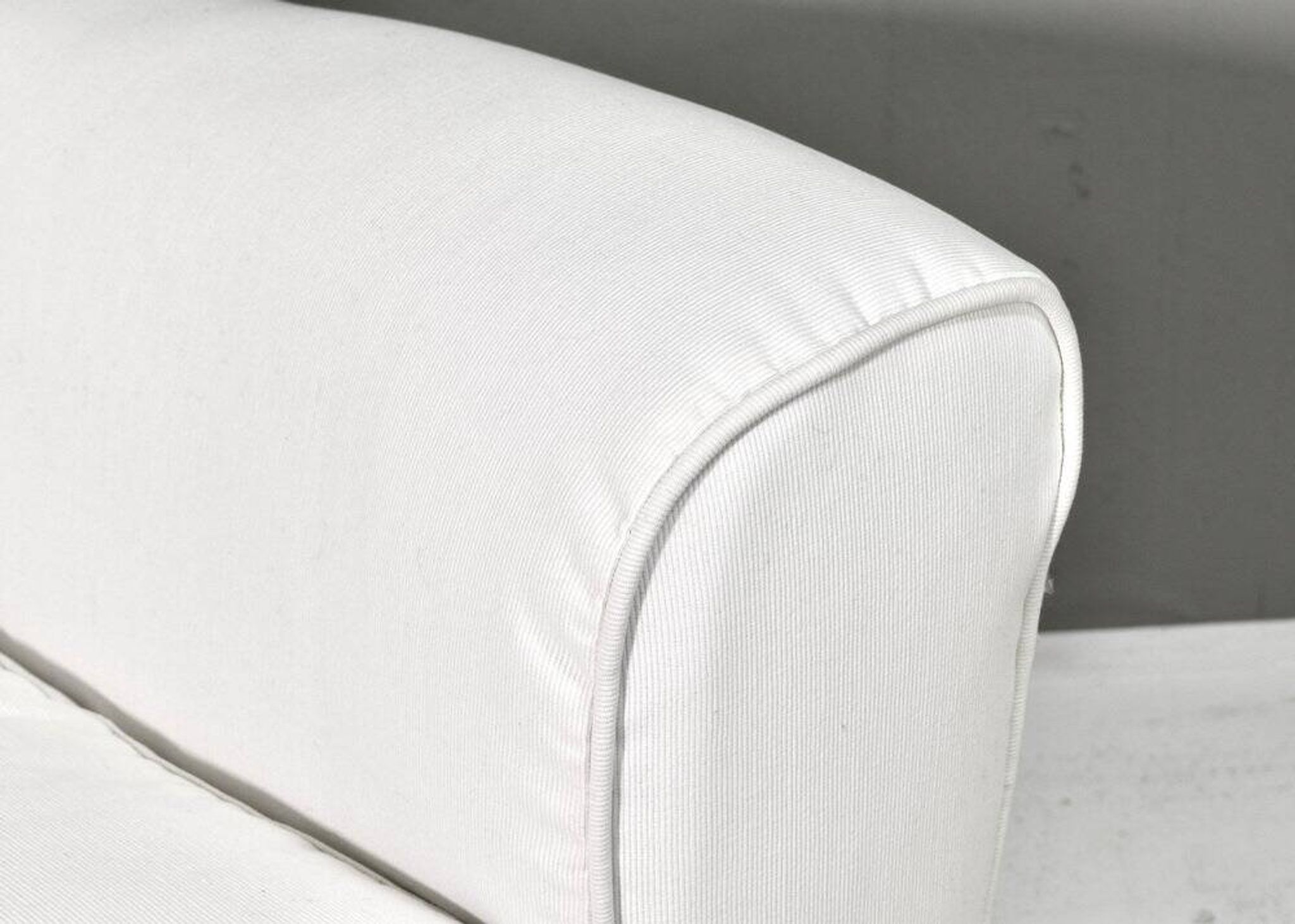 2 sets of Italian armchair with pouf in white fabric, Italy, 1940s