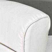 2 sets of Italian armchair with pouf in white fabric, Italy, 1940s