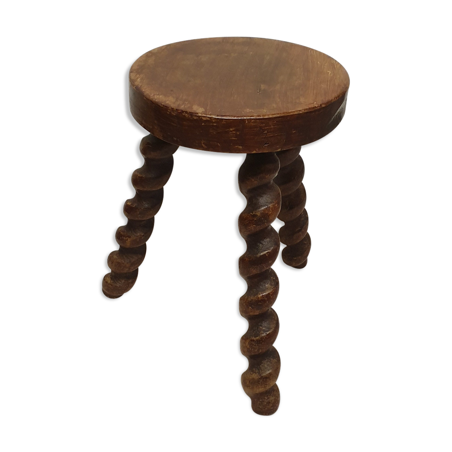 Vintage tripod stool in solid wood