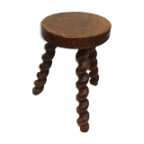 Vintage tripod stool in solid wood