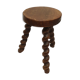 Tabouret tripode vintage en bois massif