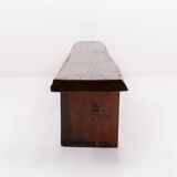 Varnished solid wood bench, mid-20th century