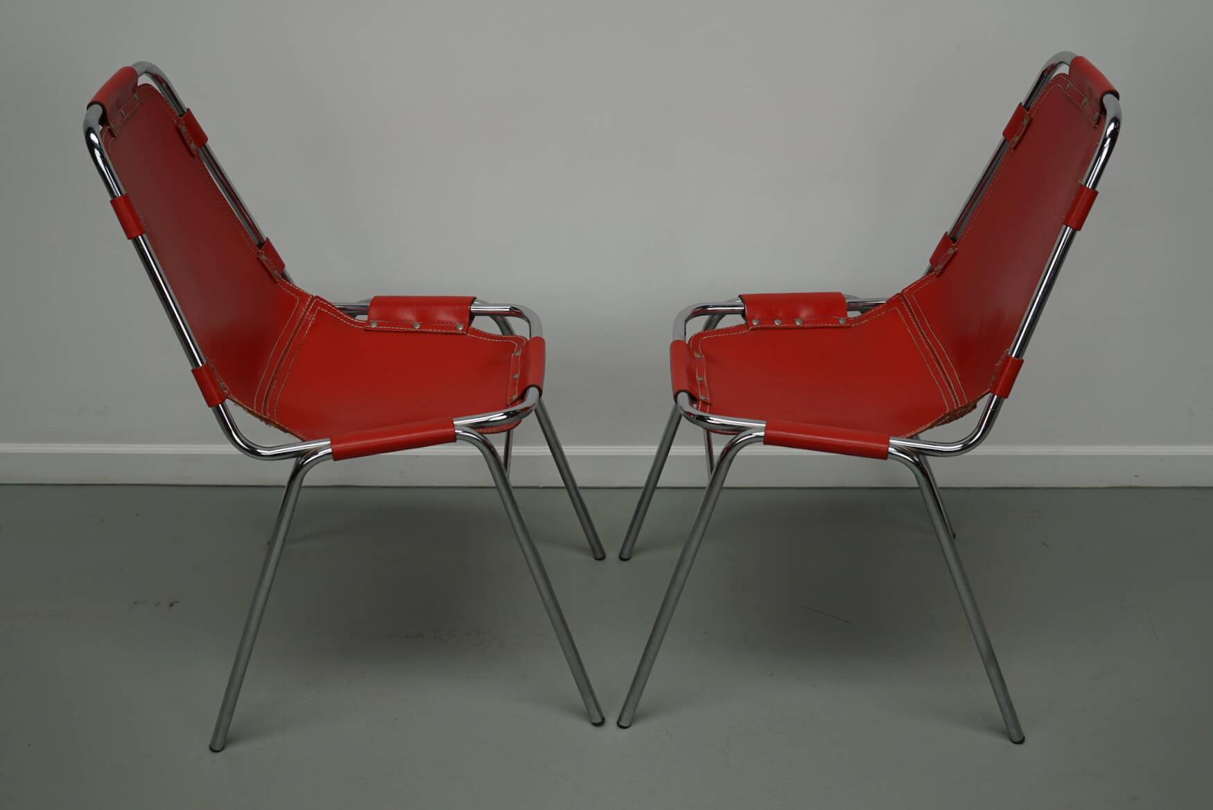 Set of Two Red Chairs by Dalvera for Les Arcs, 1960s