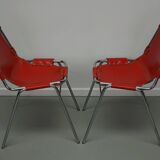 Set of Two Red Chairs by Dalvera for Les Arcs, 1960s