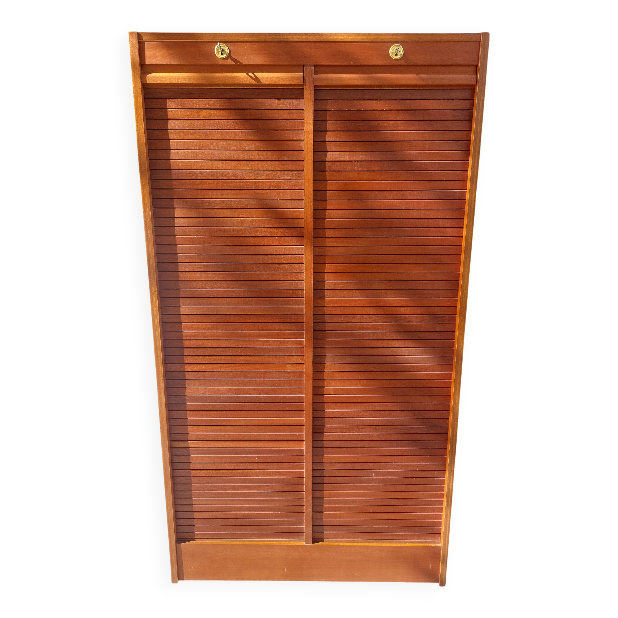 double curtain filing cabinet, vintage