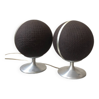 Tulip design speakers in brushed metal ITT model K170, Germany 1970