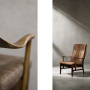 Vintage MidCentury Danish Beech&Leather High Armchair from Farstrup Møbler