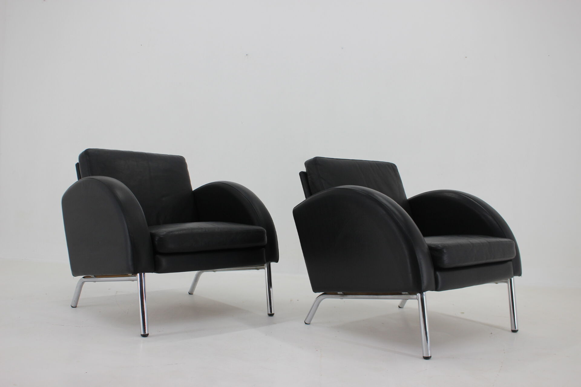 1970s  Pair Of Leather Armchairs ,Czechoslovakia