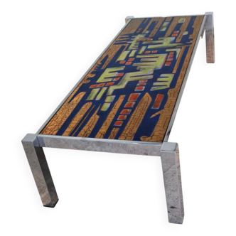 Vintage enameled ceramic coffee table by Antonio De Nisco, 1960s