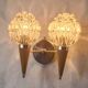 Applique murale double style scandinave - Verre moulé et teck - 1960