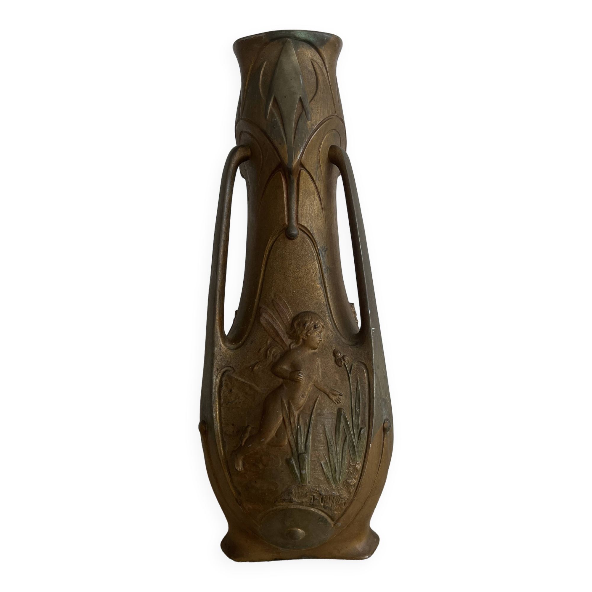 Art Nouveau tin vase