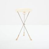 Brass steel pedestal table with removable top signed Alberto Orlandi 1970