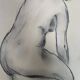 Charcoal drawing, study of a plaster statue of a woman, signed studio piece.