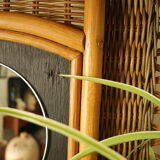 Shelf, console, bamboo, vintage wicker