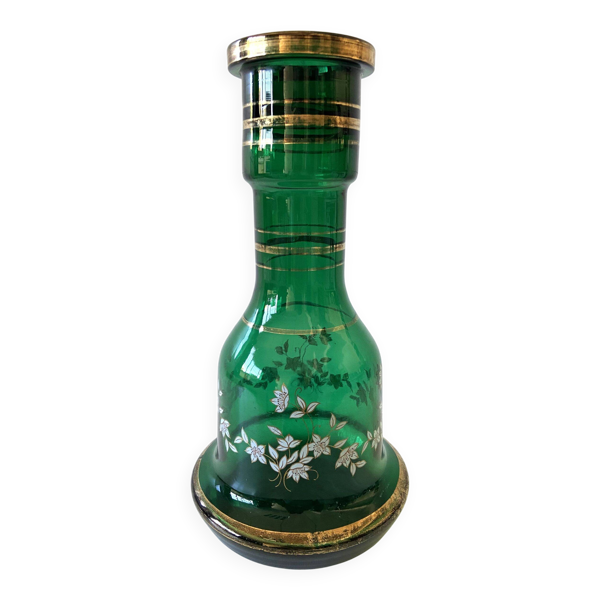 Atypique Gros Vase Photophore Verre Épais Vert Sapin Décoratif Carafe Piche