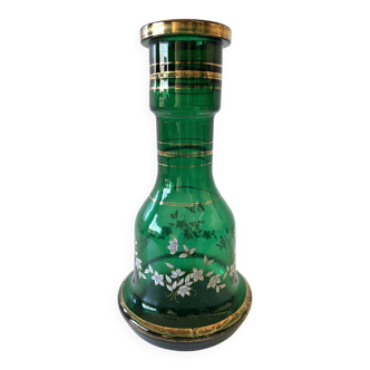 Atypique Gros Vase Photophore Verre Épais Vert Sapin Décoratif Carafe Piche