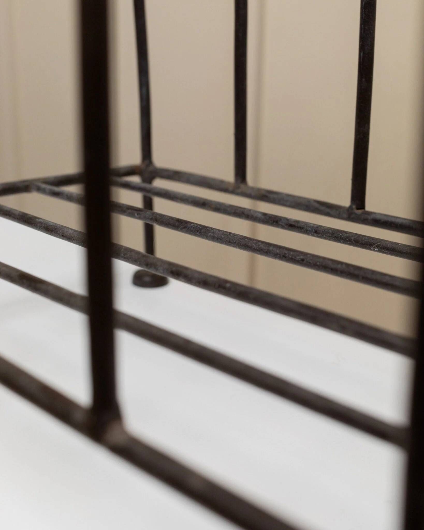 Black Metal Magazine Rack - Italian 1970s Vintage, Handmade, Four-Compartment Organizer