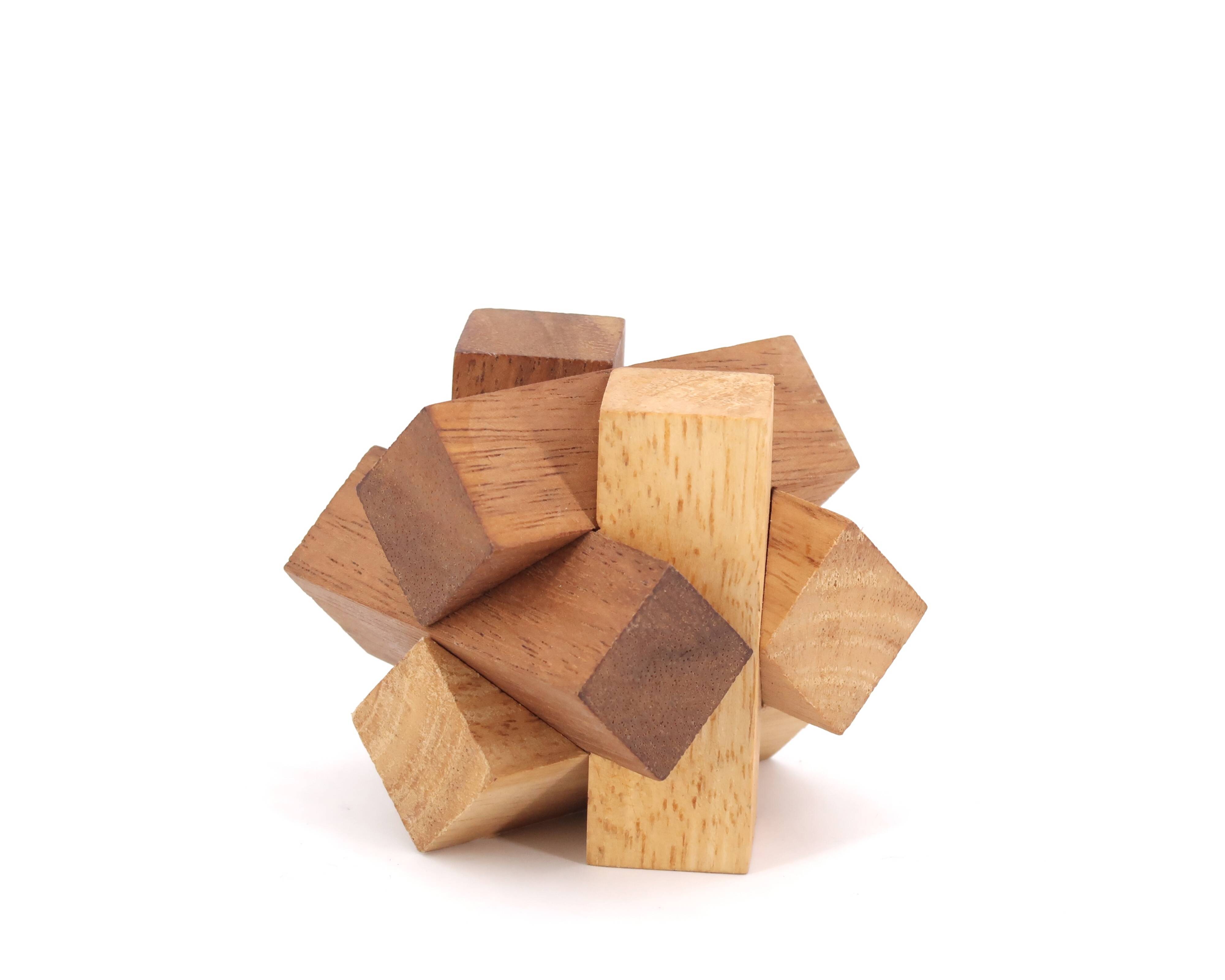 Wooden puzzle paperweight, 1970s