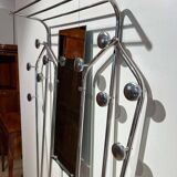 Art Deco Coat Rack & Mirror in Tubular Aluminum, France, 1930