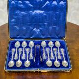 Antique English Silver Teaspoons, 1906, Set of 13
