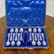 Antique English Silver Teaspoons, 1906, Set of 13